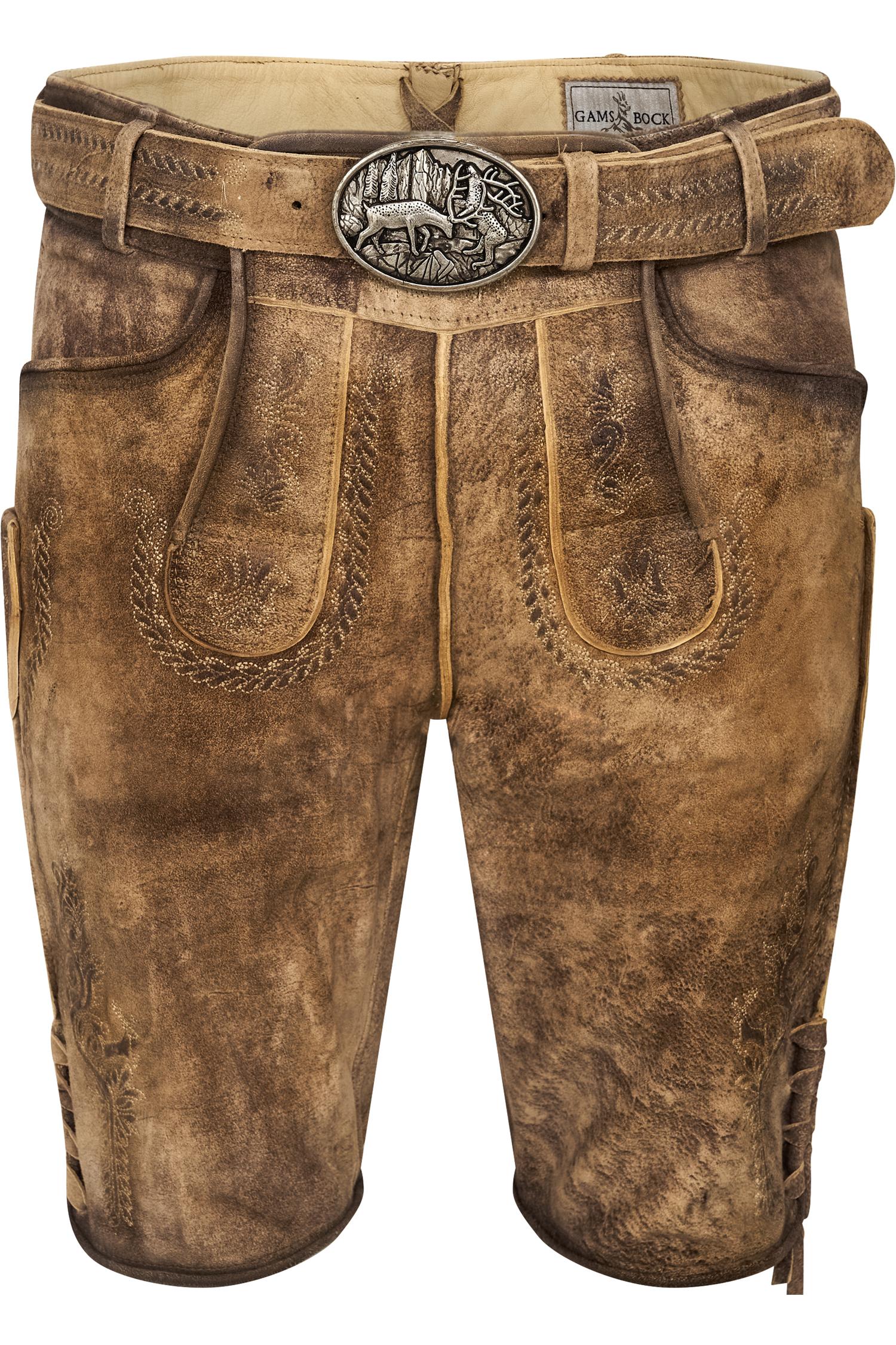 Lederhose Ederer von Gamsbock in Hellbraun Lederhose Ederer von Gamsbock in Hellbraun